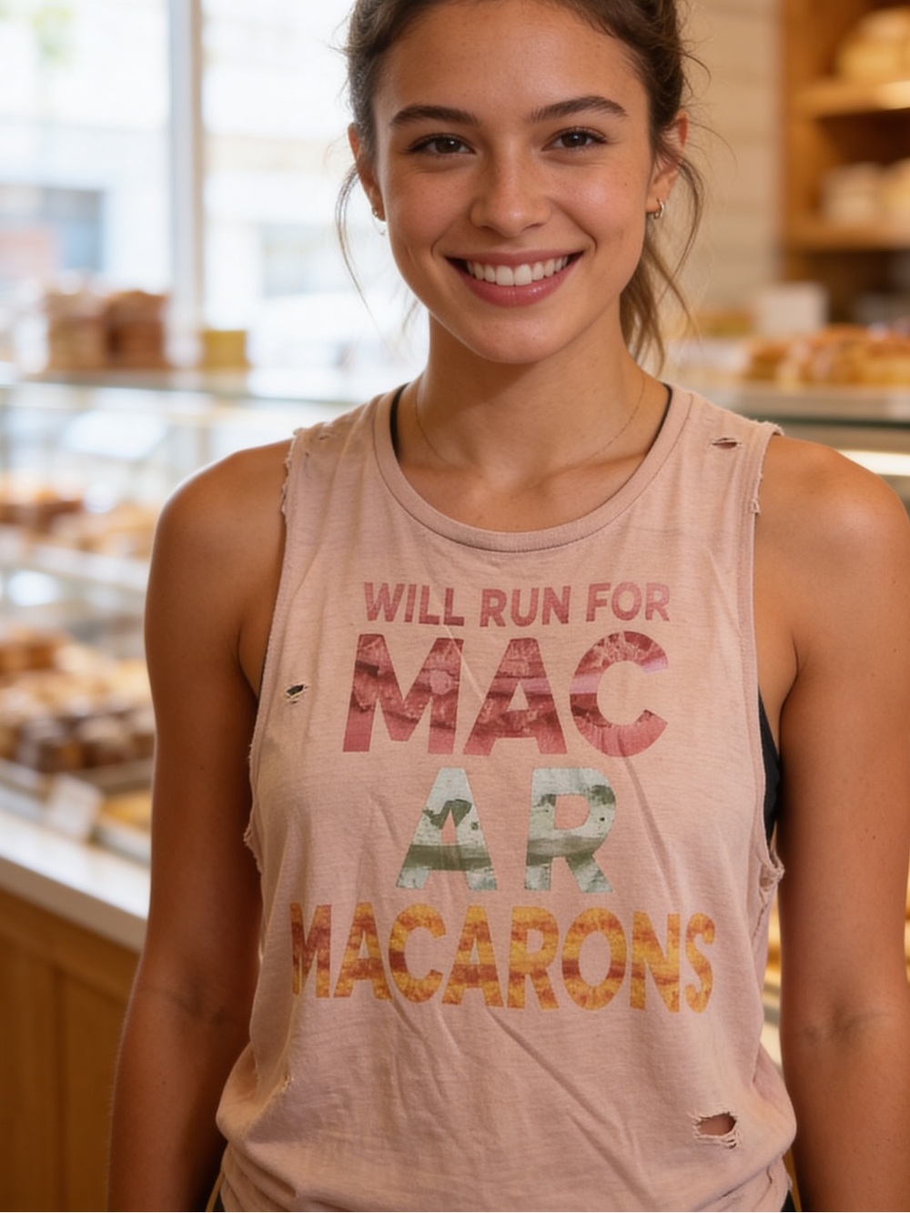 Threads Athletics | Women’s Sleeveless Workout Cream Graphic Tee | XXL